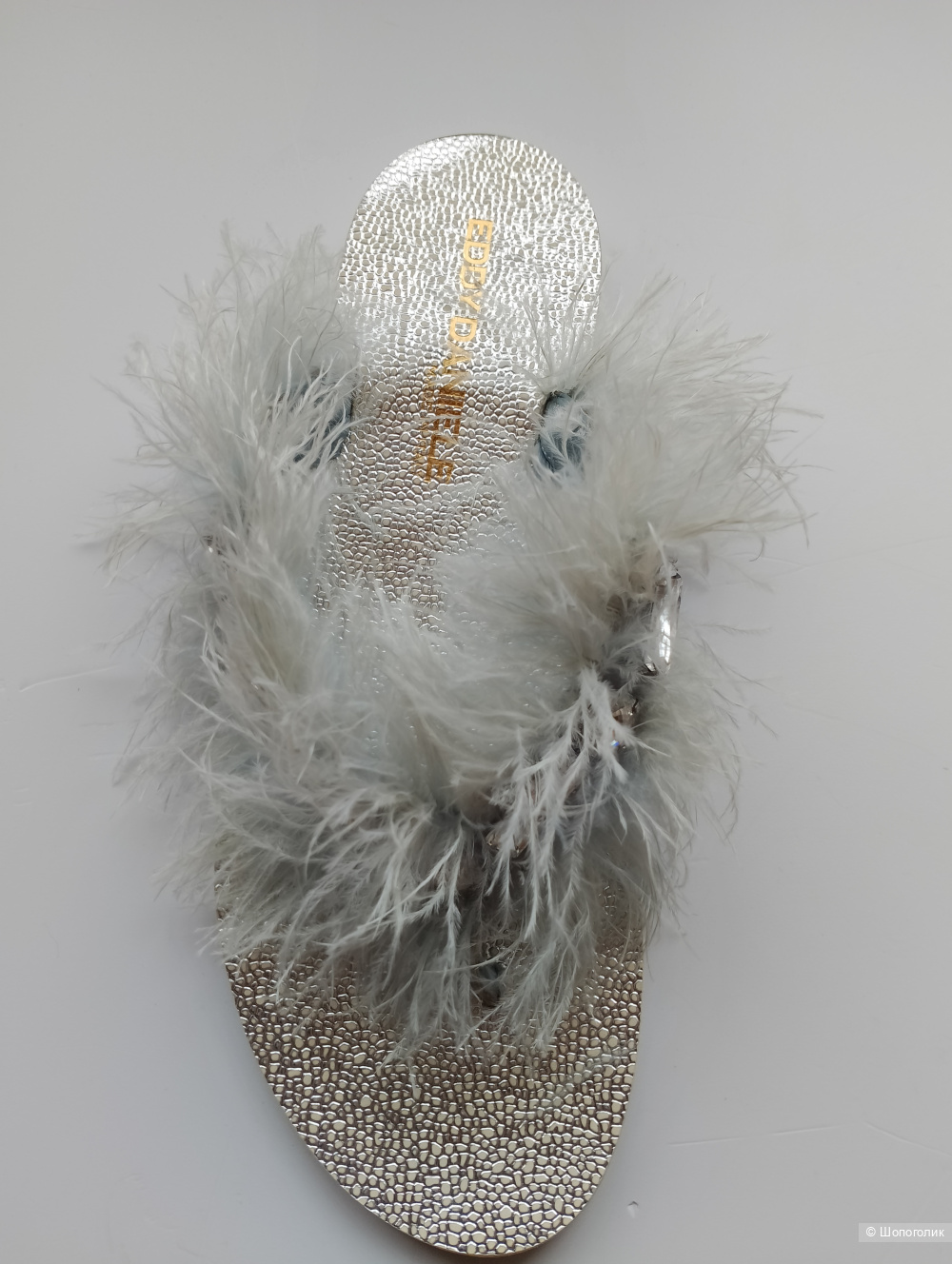 Шлепанцы eddy daniele swarovski с перьями, 38