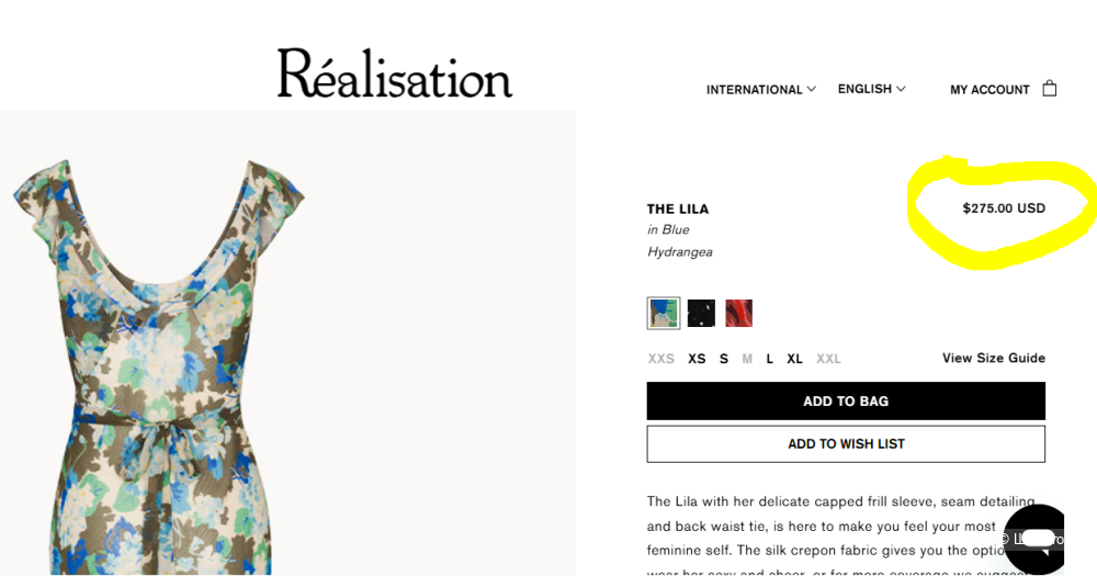 Realisation, шёлковое платье, S-M