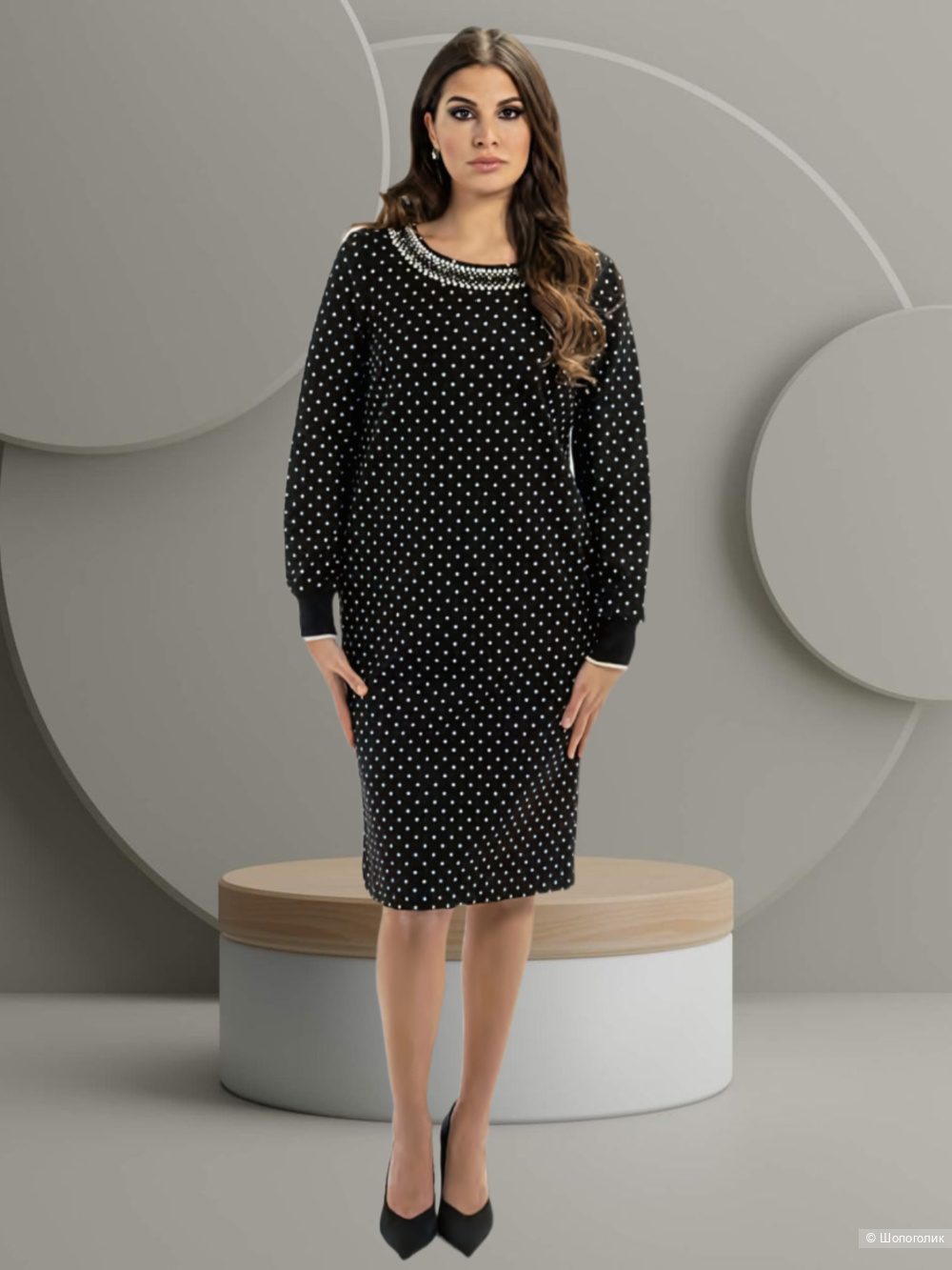 Платье в горох со стразами Сваровски Elisa Fanti-52-54