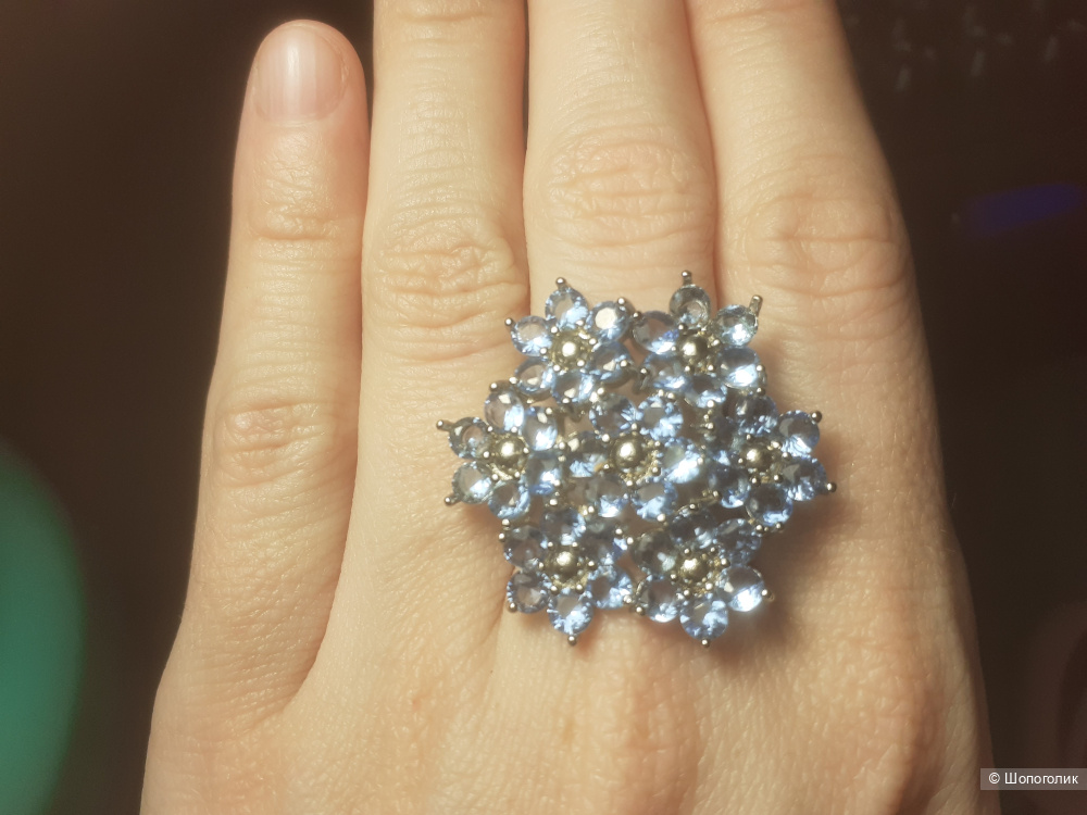 Кольцо с танзанитами, размер 18