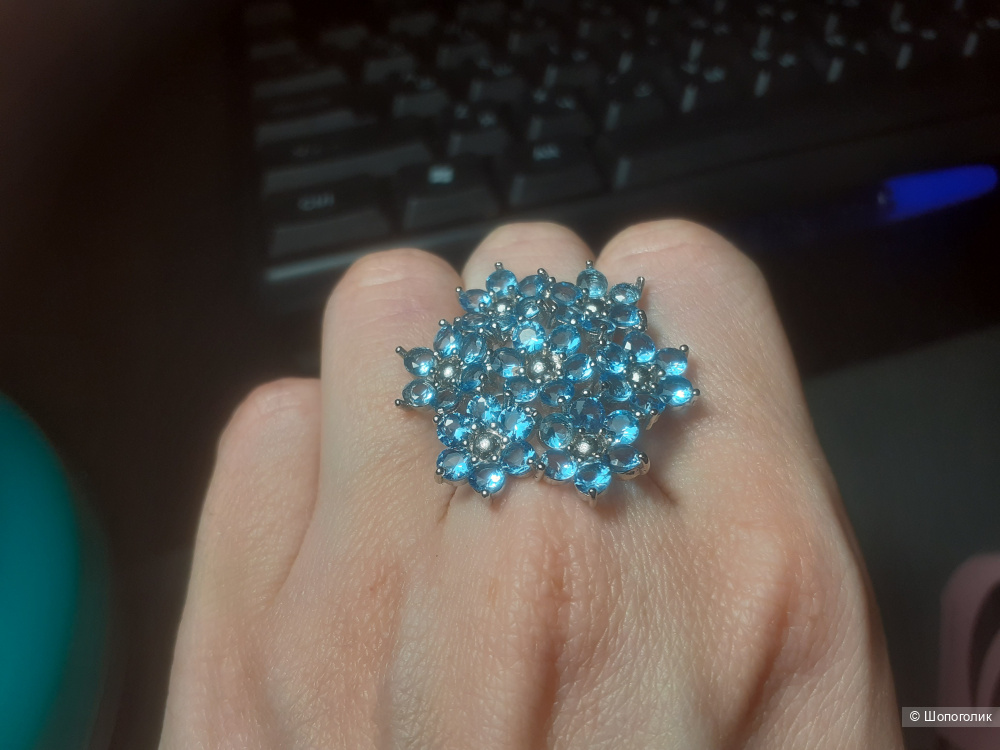 Кольцо с танзанитами, размер 18