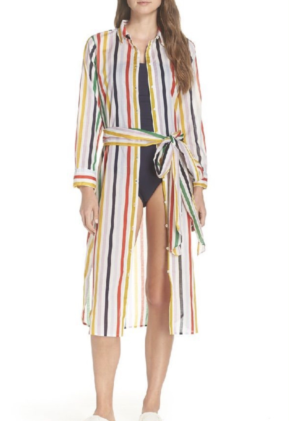 Пляжное платье J crew полосатое хлопковое, M