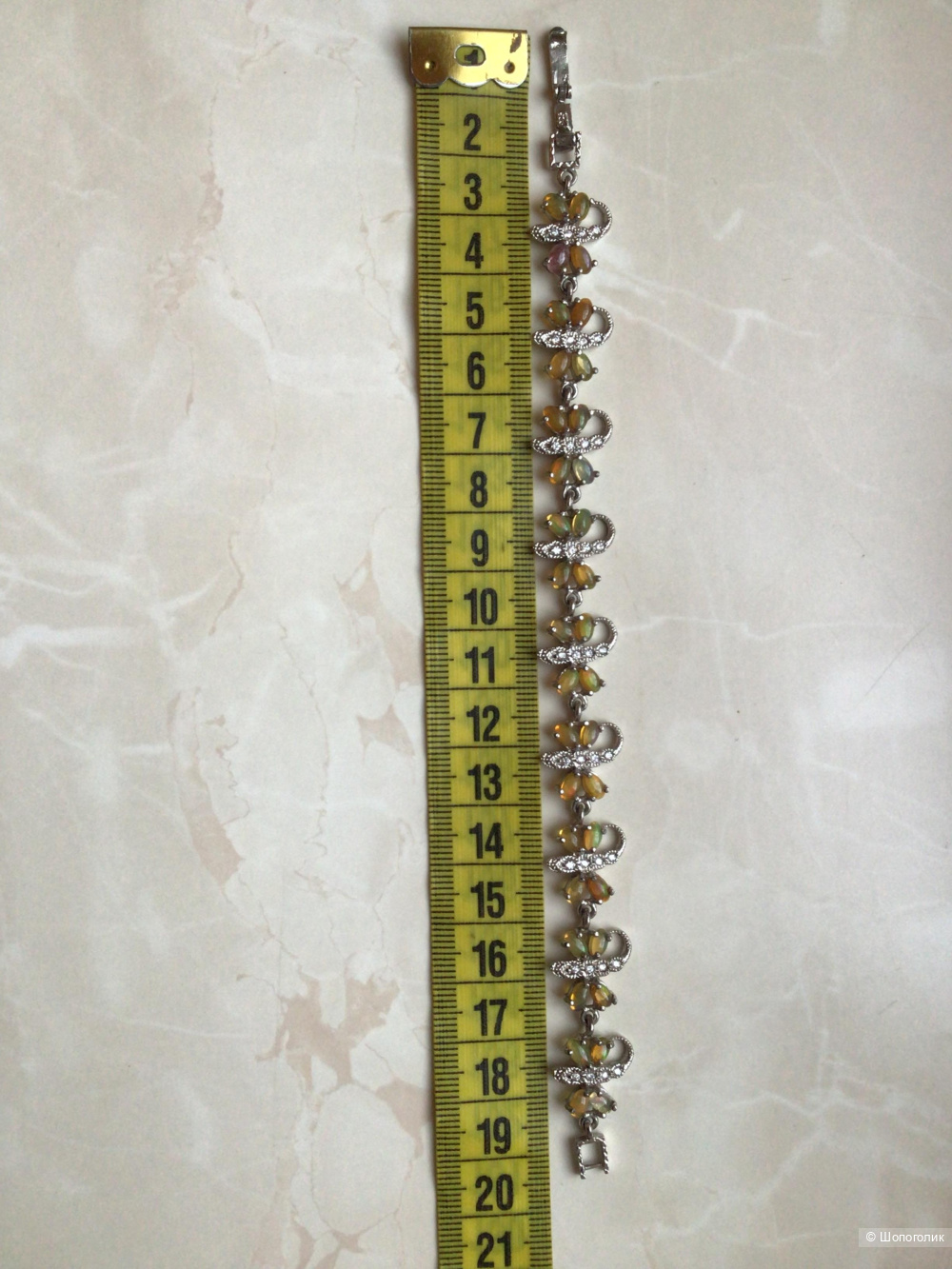 Серебряный браслет с натуральными опалами, 19