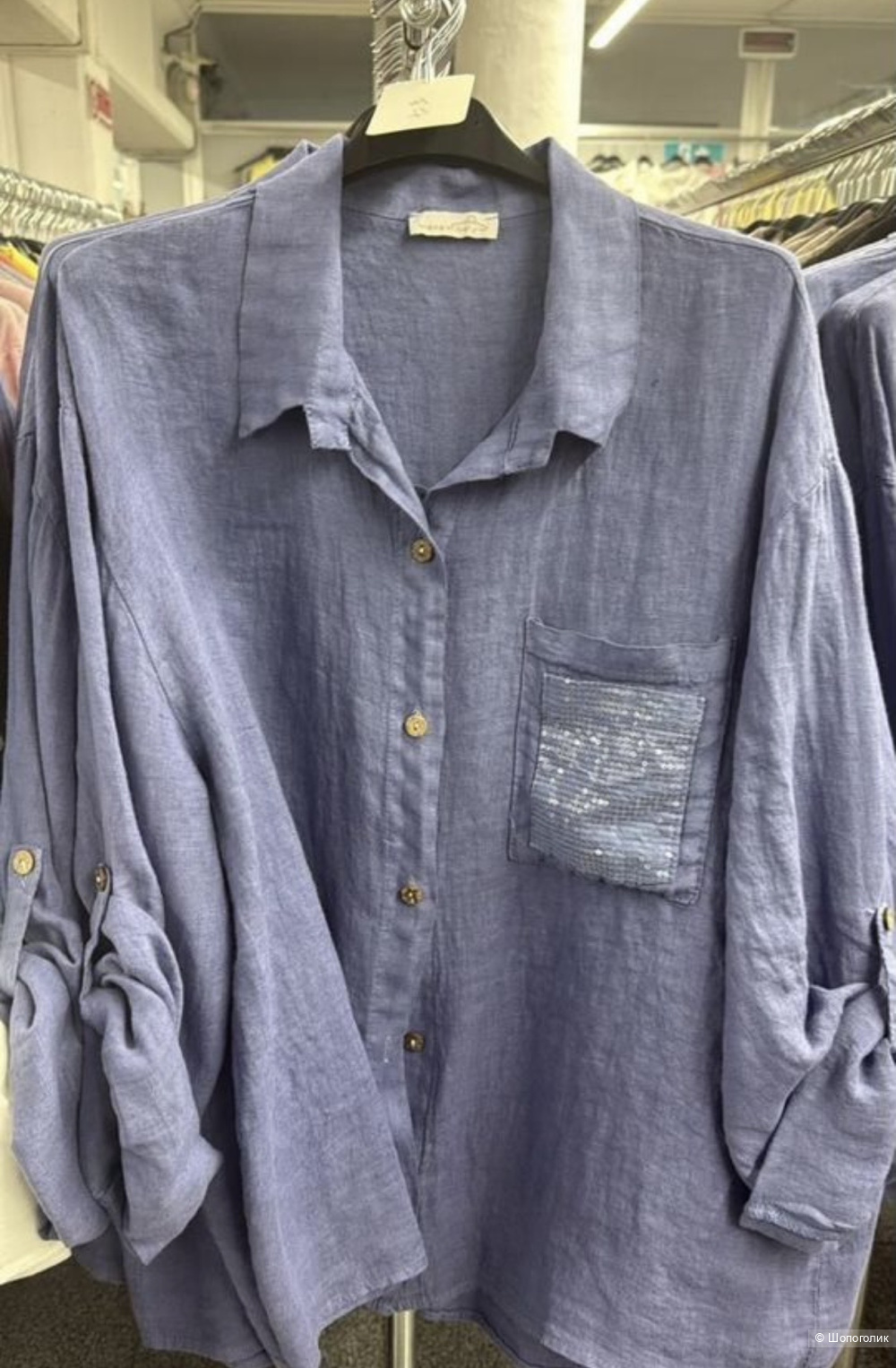 Рубашка лен Puro lino пайетки, 44-52