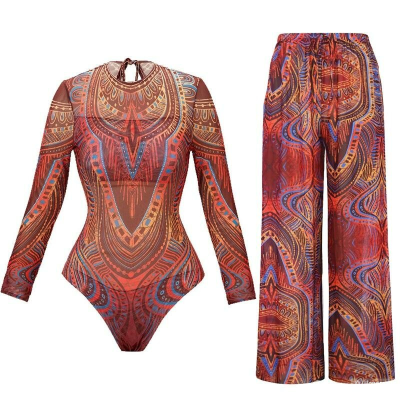 "Умный" купальник и пляжные брюки р.54±