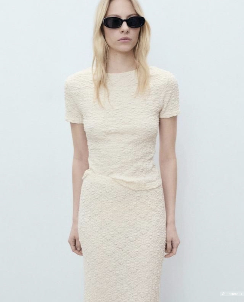 Футболка Mango трикотажная текстурная, L