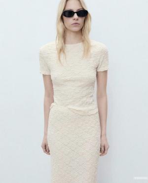 Футболка Mango трикотажная текстурная, L