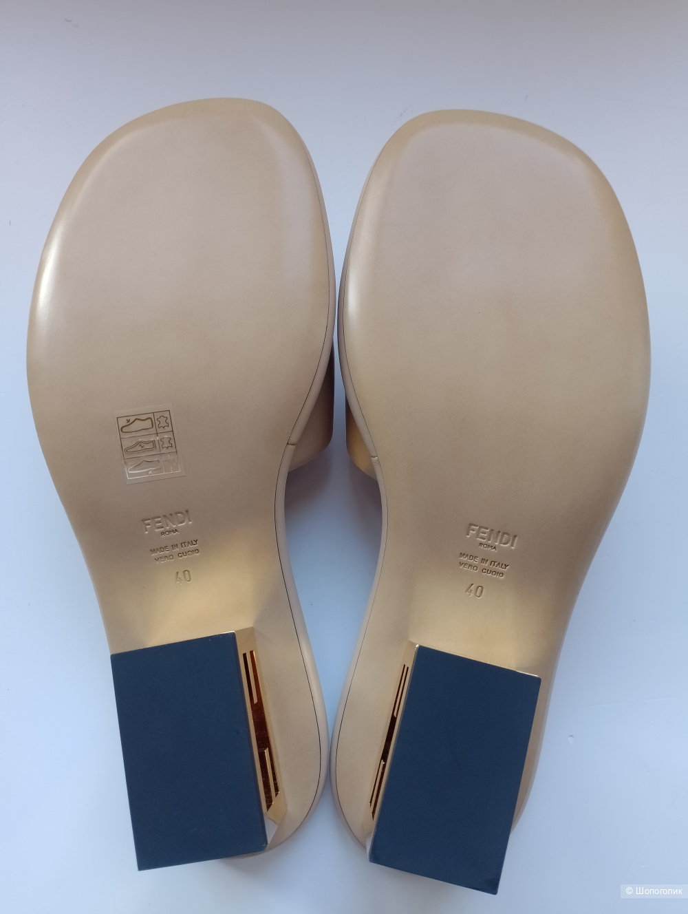 Мюли Fendi оригинал каблук с лого, 40