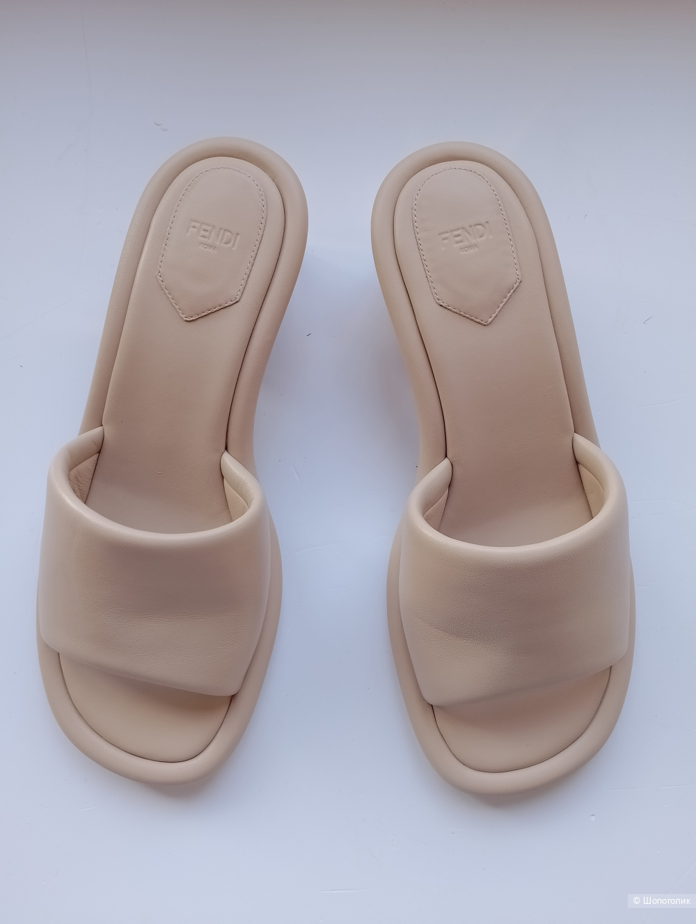 Мюли Fendi оригинал каблук с лого, 40