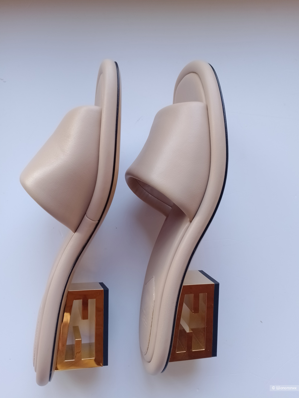 Мюли Fendi оригинал каблук с лого, 40