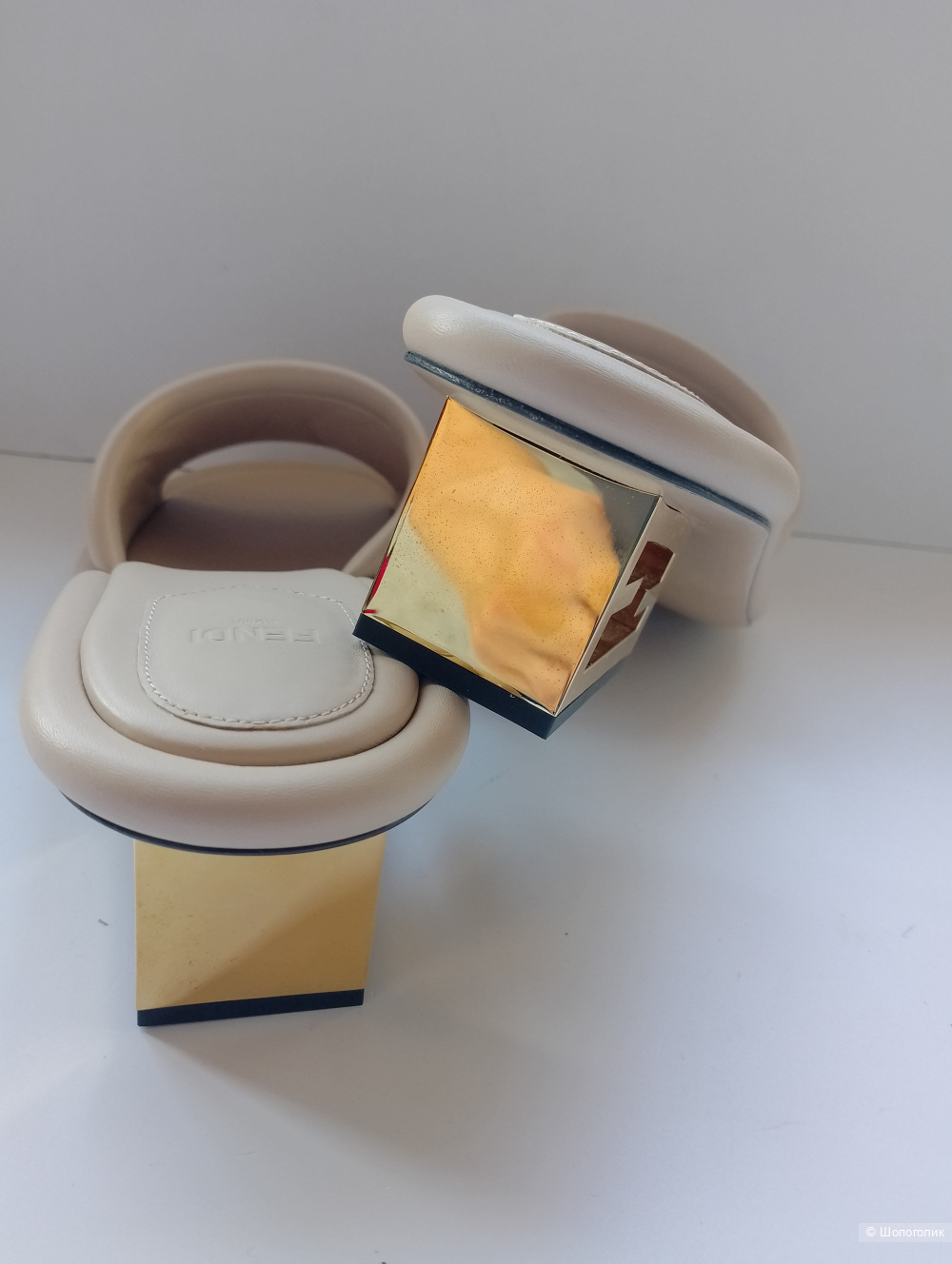 Мюли Fendi оригинал каблук с лого, 40