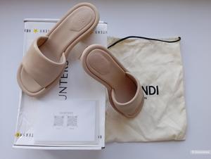 Мюли Fendi оригинал каблук с лого, 40