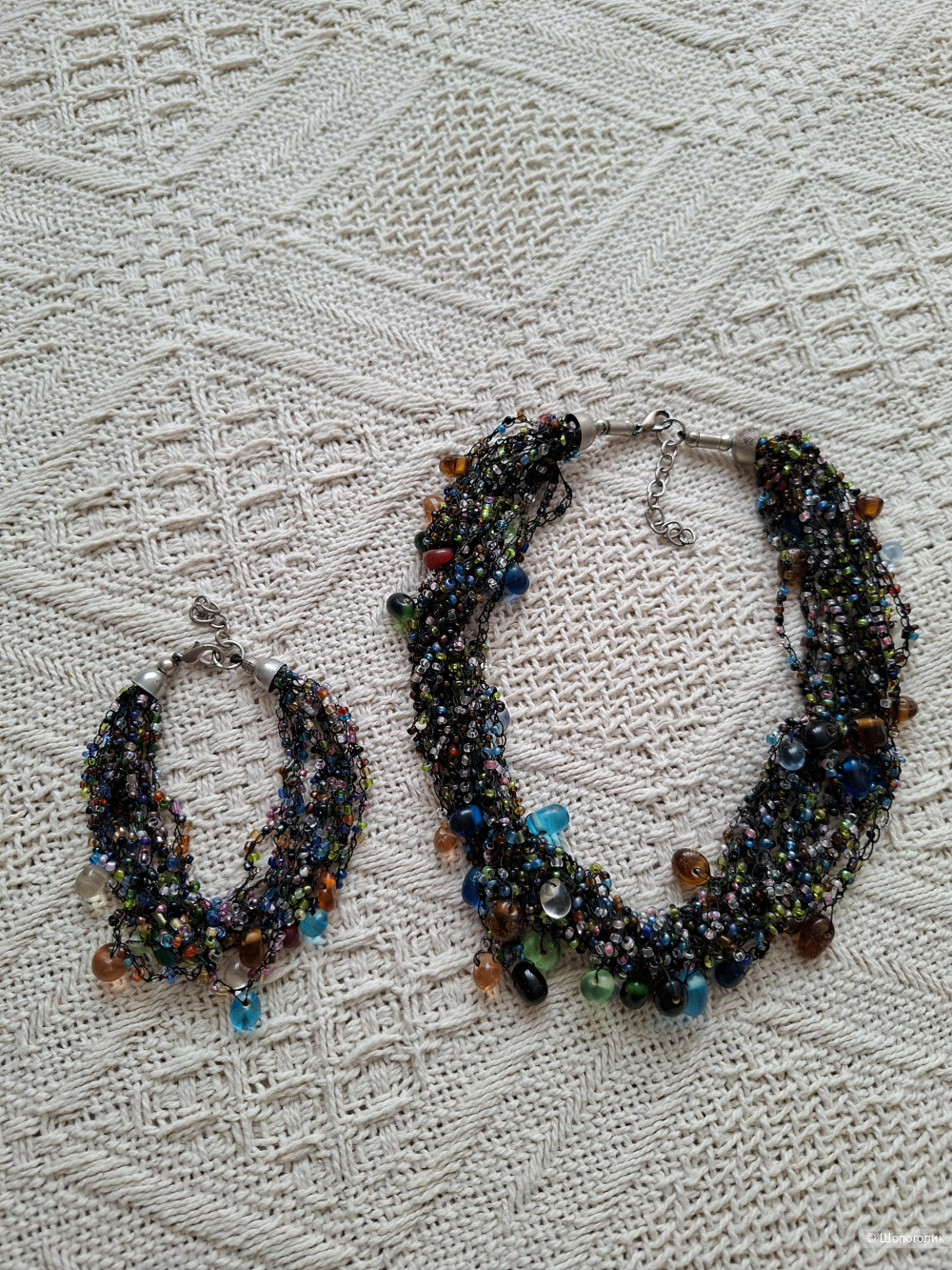 Комплект колье и браслет, ноунейм, one size