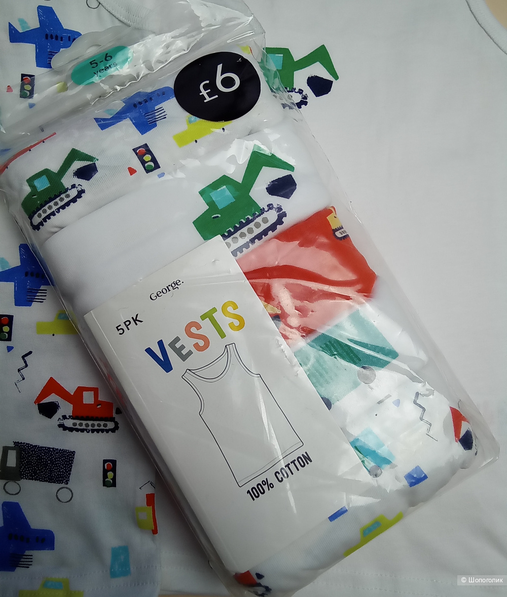 Упаковка маечек George 2-7 лет