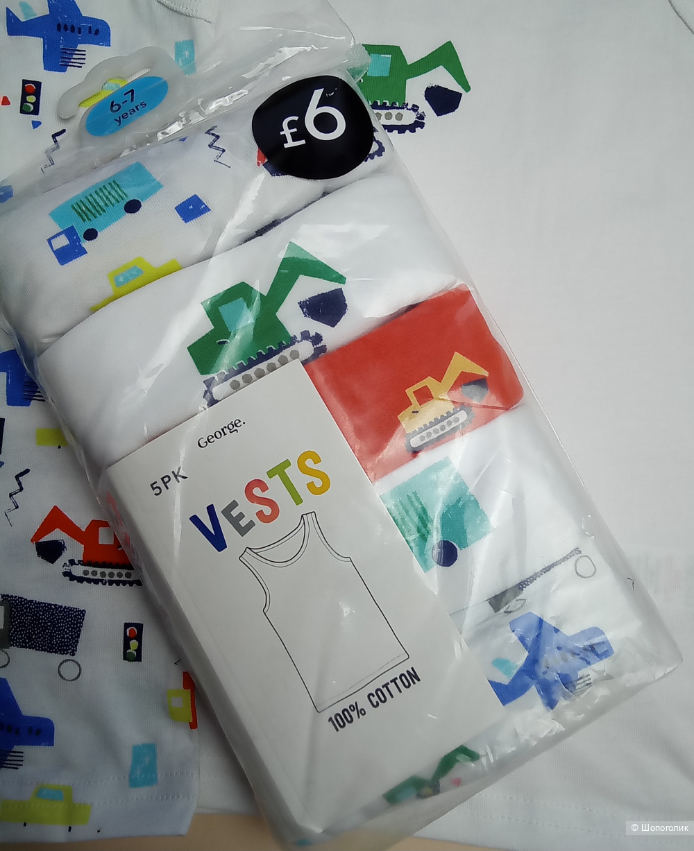 Упаковка маечек George 2-7 лет