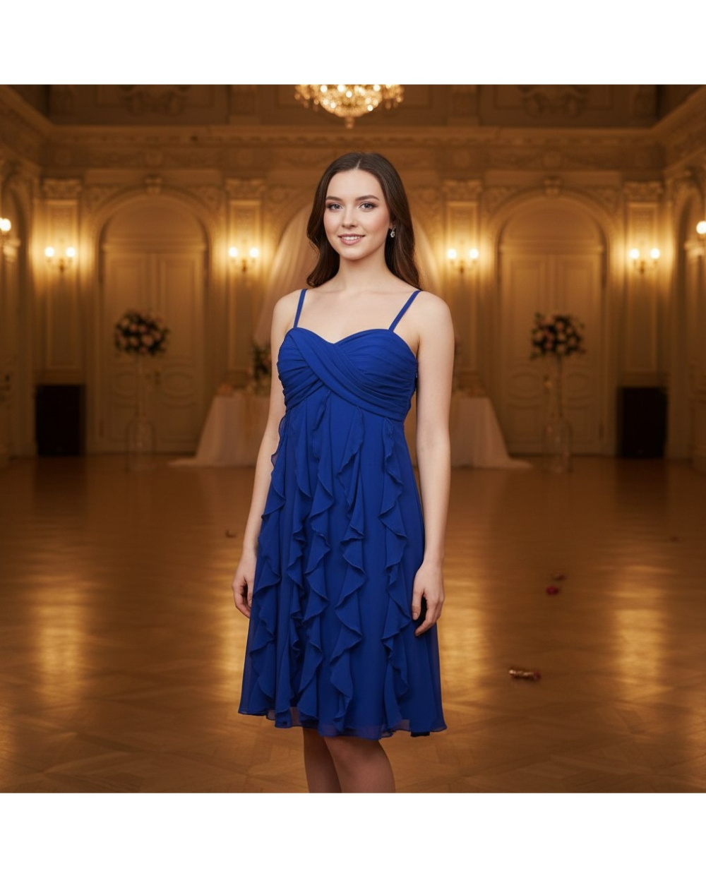 Платье Joseph Ribkoff 44 синее с оборками