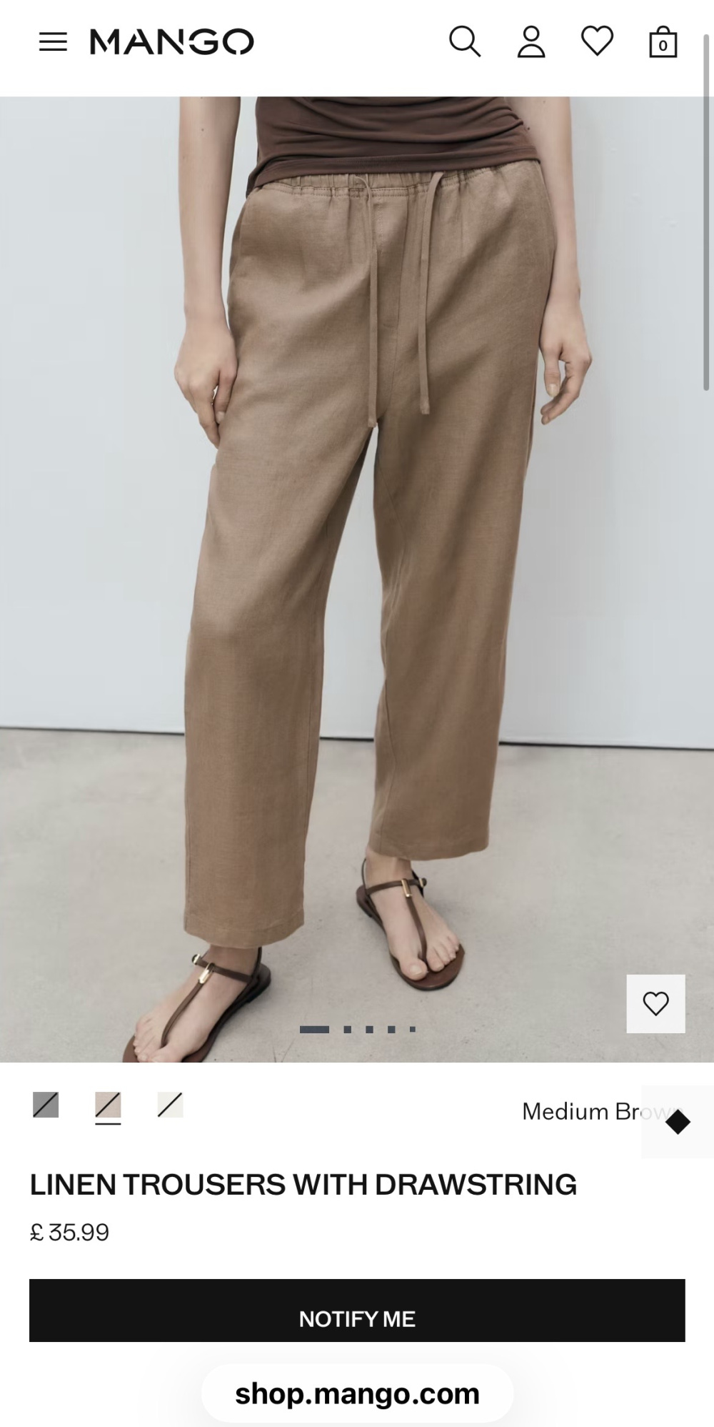 Льняные брюки Mango размер S