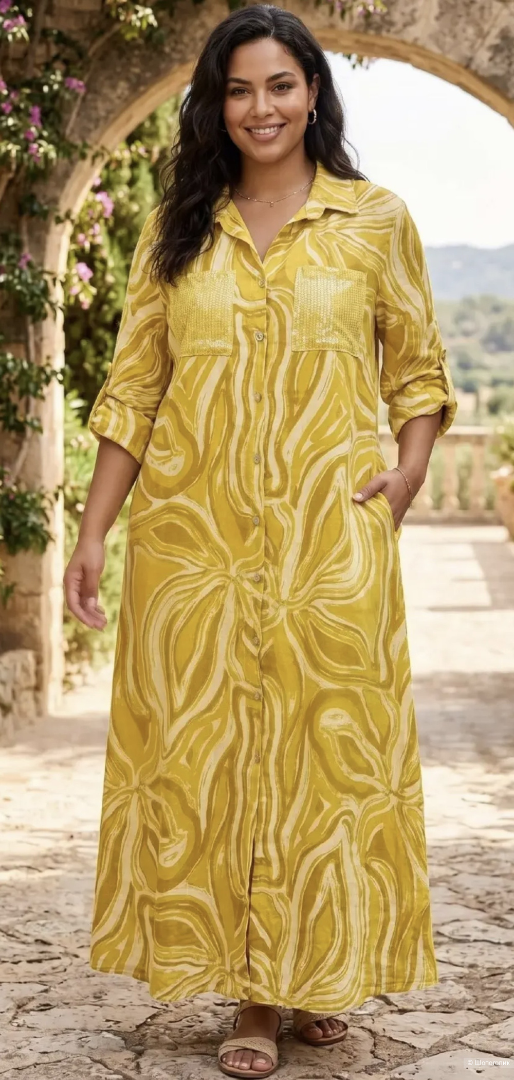 Платье сафари принт Puro lino, 46-54