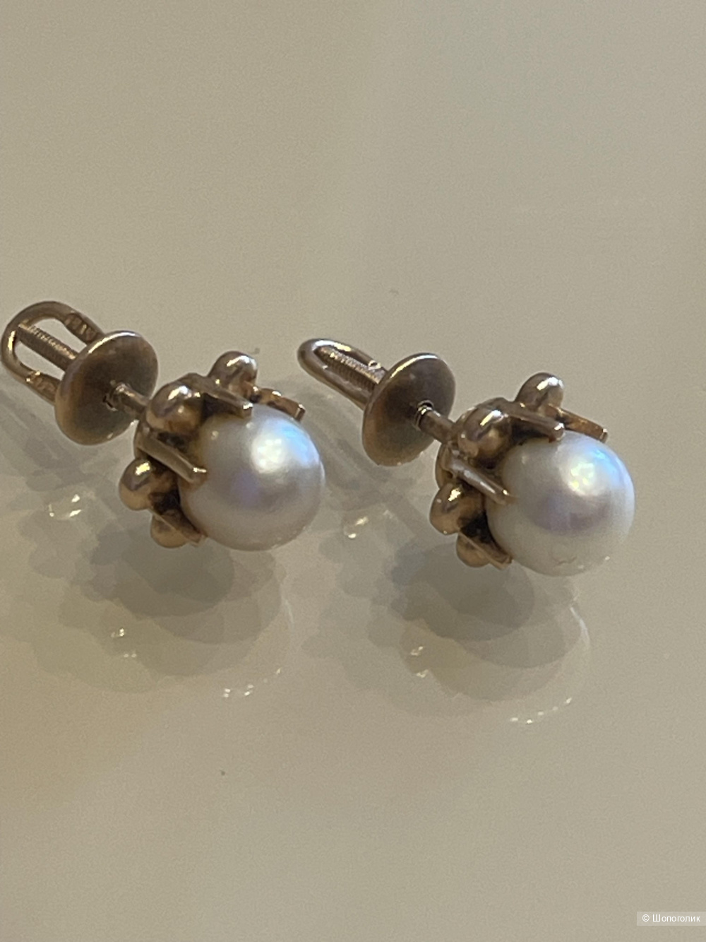 Винтажные, золотые серьги (583 проба)