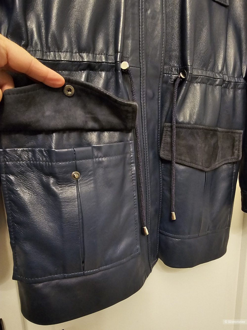 Кожаная куртка-парка бренда 8 р.L
