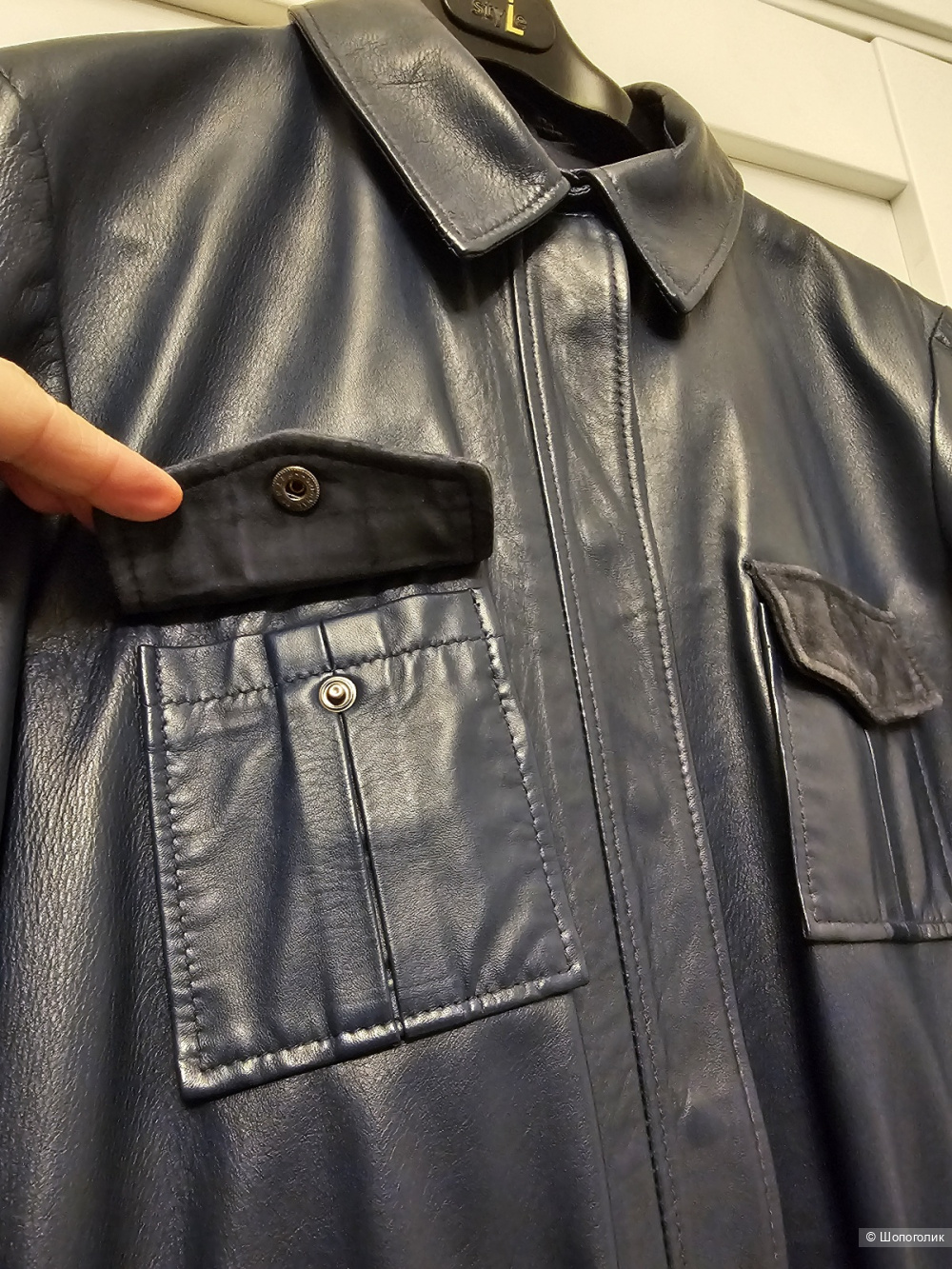 Кожаная куртка-парка бренда 8 р.L
